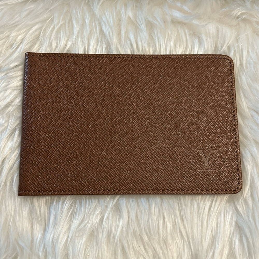 Louis Vuitton Chestnut brown leather bifold I.D. Card case